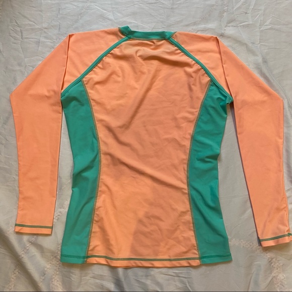 Coco Cabana Rash Guard Medium Orange Green Long Sleeve Sun Protection Swim - Picture 4 of 4